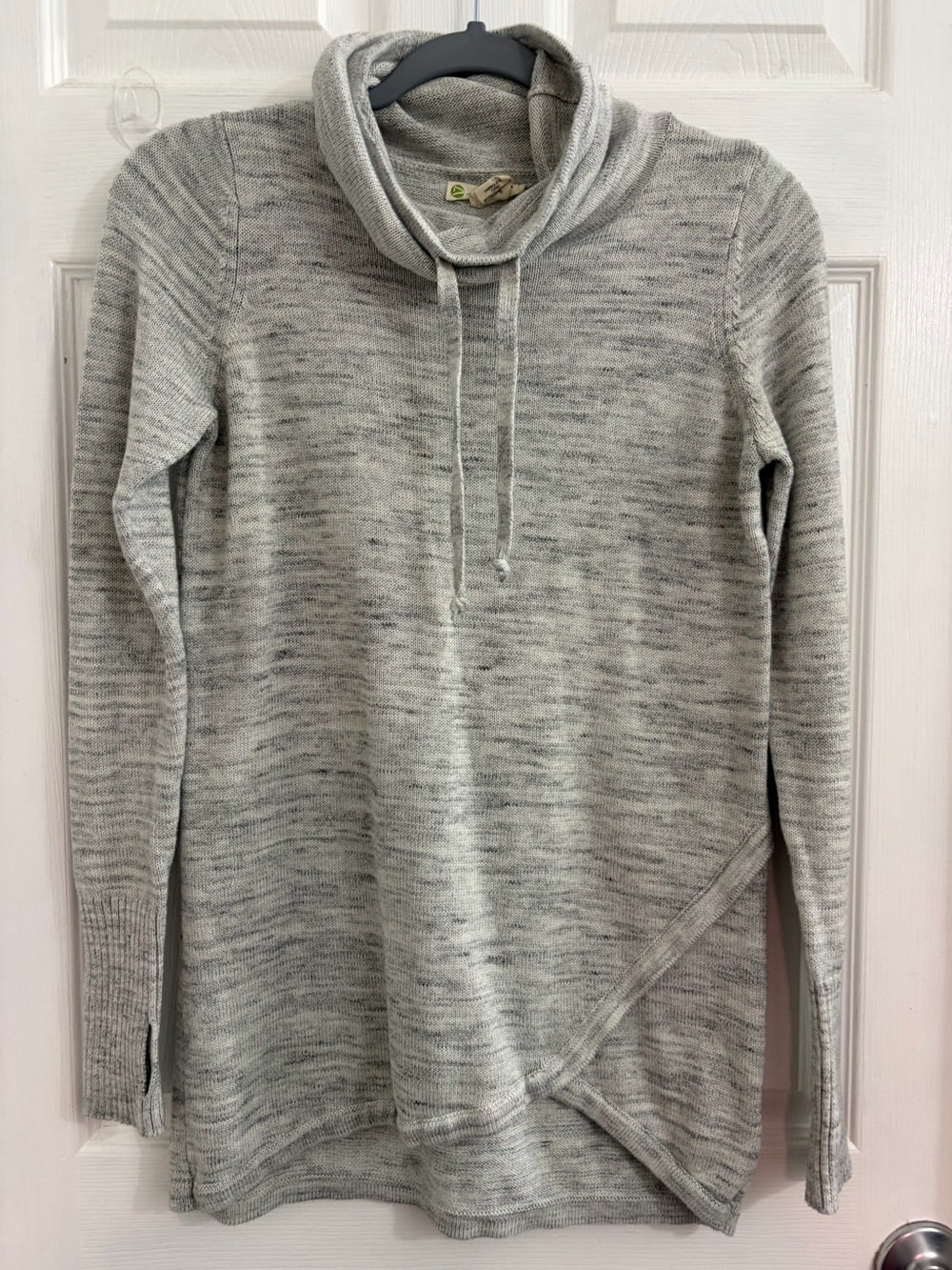 Dakini Light Gray Cowl Neck Sweater with Drawstring. Size small $10